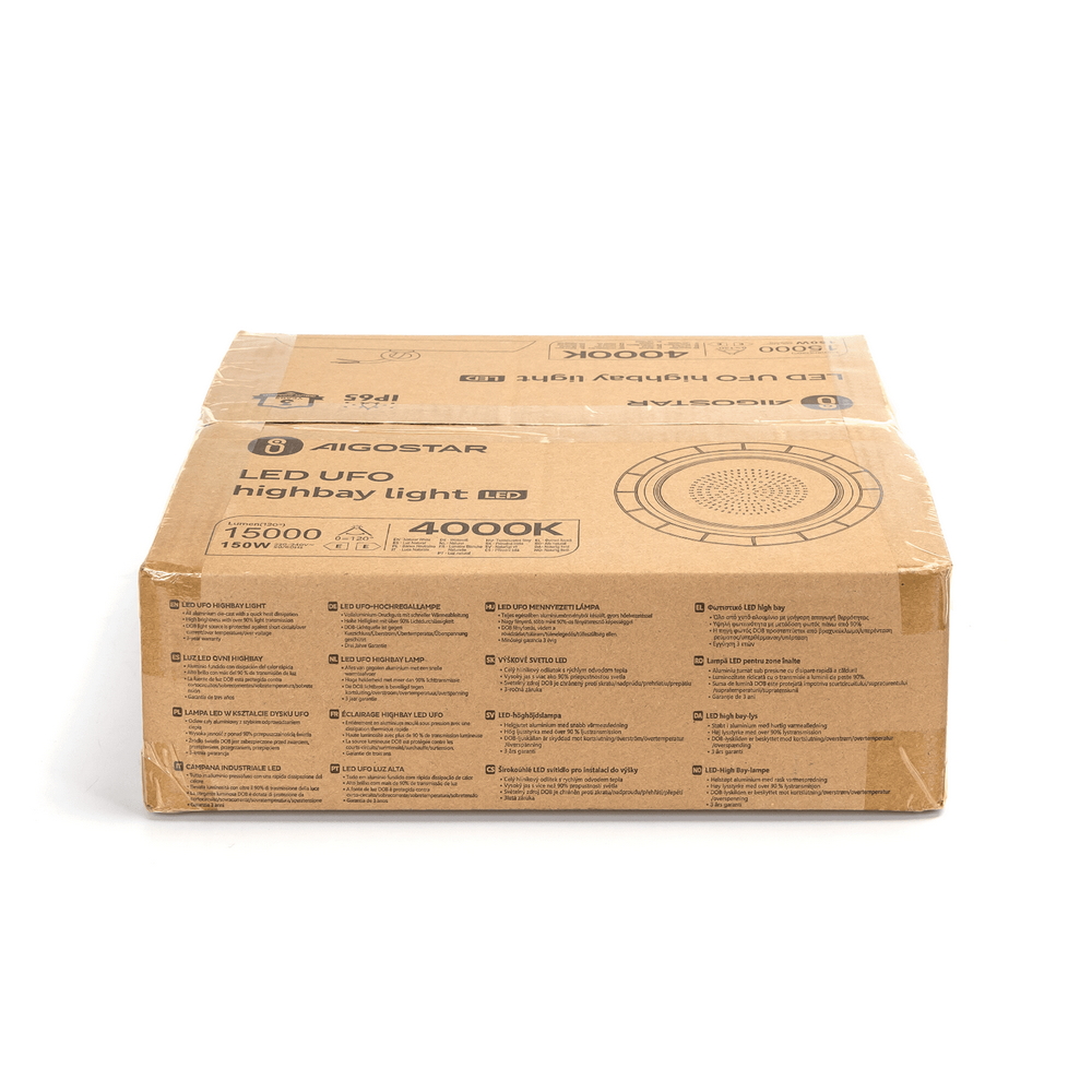 Campana Led industriale UFO 150W Nera IP65 Bianco Neutro 4000K 100LM/W Aigostar - Foto 4