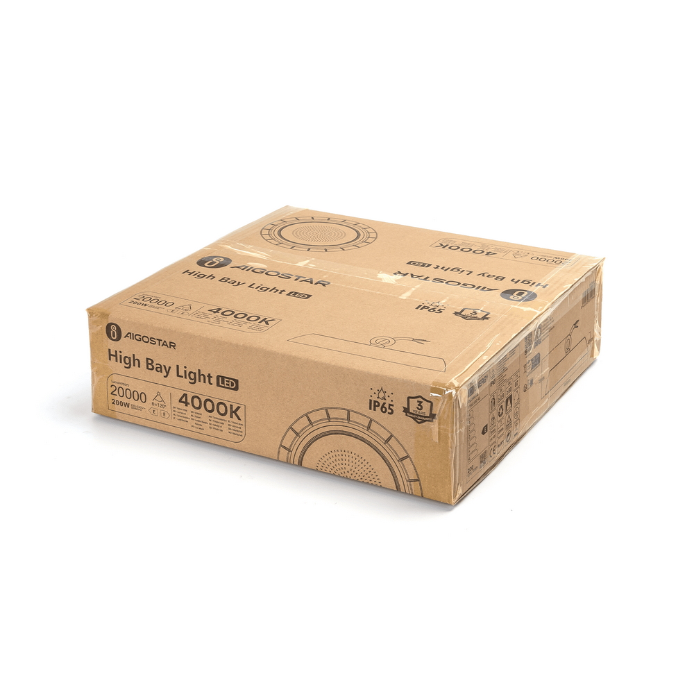 Campana Led industriale UFO 200W Nera IP65 Bianco Neutro 4000K 100LM/W Aigostar - Foto 5
