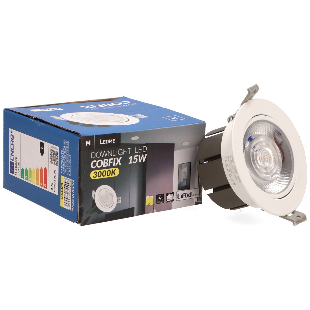 Faretto Led da incasso 15W Rotondo Orientabile Cornice bianca Apertura 36 gradi Bianco neutro 4500K M LEDME - Foto 1