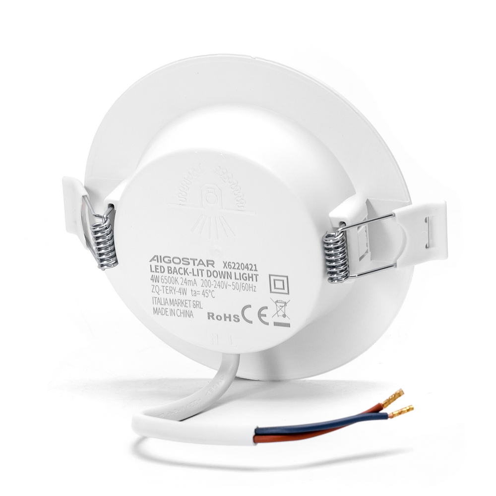 Faretto Led da incasso 4W Rotondo Cornice bianca Apertura 100 gradi Bianco freddo 6500K Aigostar - Foto 1