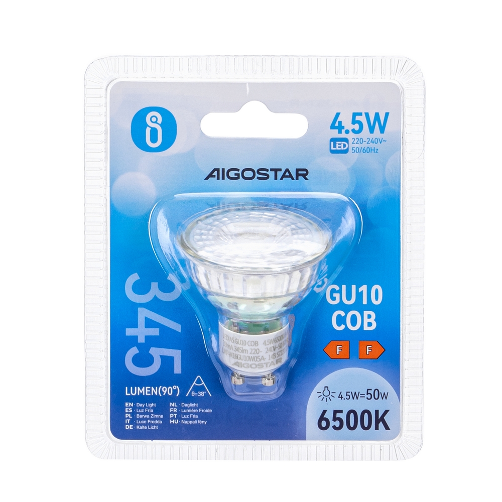 Faretto Led GU10 3W COB Apertura 38 gradi Bianco caldo 3000K Aigostar - Foto 2