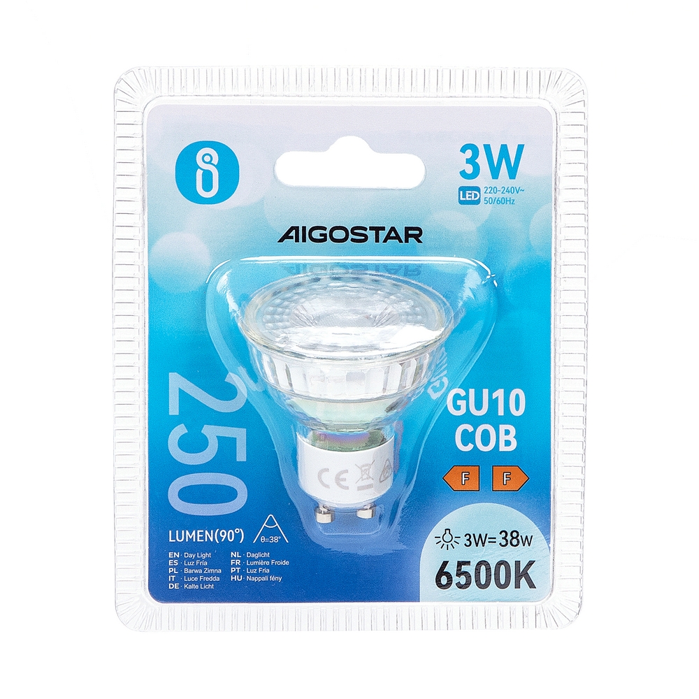 Faretto Led GU10 3W COB Apertura 38 gradi Bianco freddo 6500K Aigostar - Foto 2