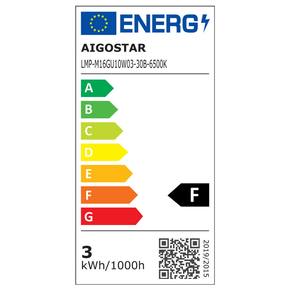 Faretto Led GU10 3W COB Apertura 38 gradi Bianco freddo 6500K Aigostar - Foto 4
