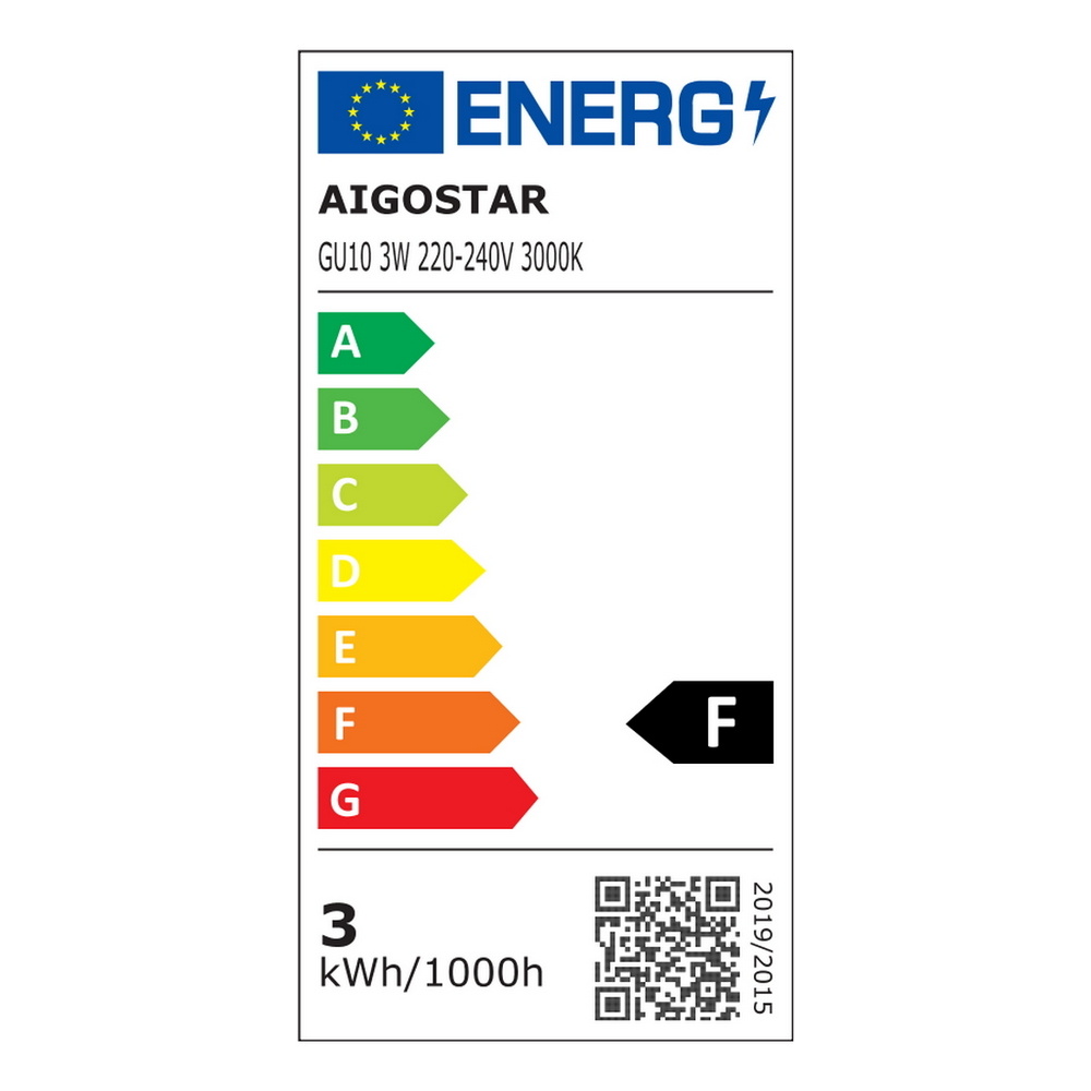 Faretto Led GU10 3W SMD Apertura 120-160 gradi Bianco freddo 6400K Aigostar - Foto 3