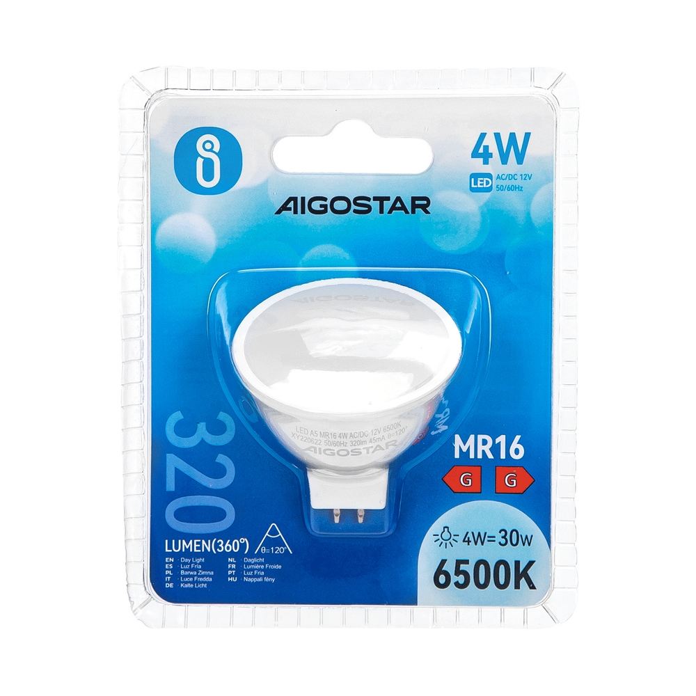 Faretto Led MR16 4W SMD Apertura 120 gradi Bianco freddo 6500K Aigostar - Foto 2