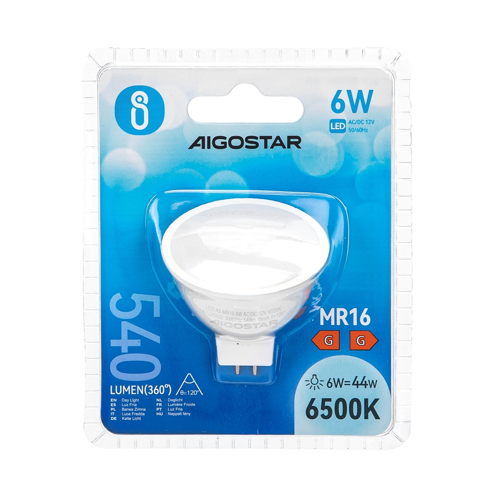 Faretto Led MR16 6W SMD Apertura 120 gradi Bianco freddo 6500K Aigostar - Foto 2