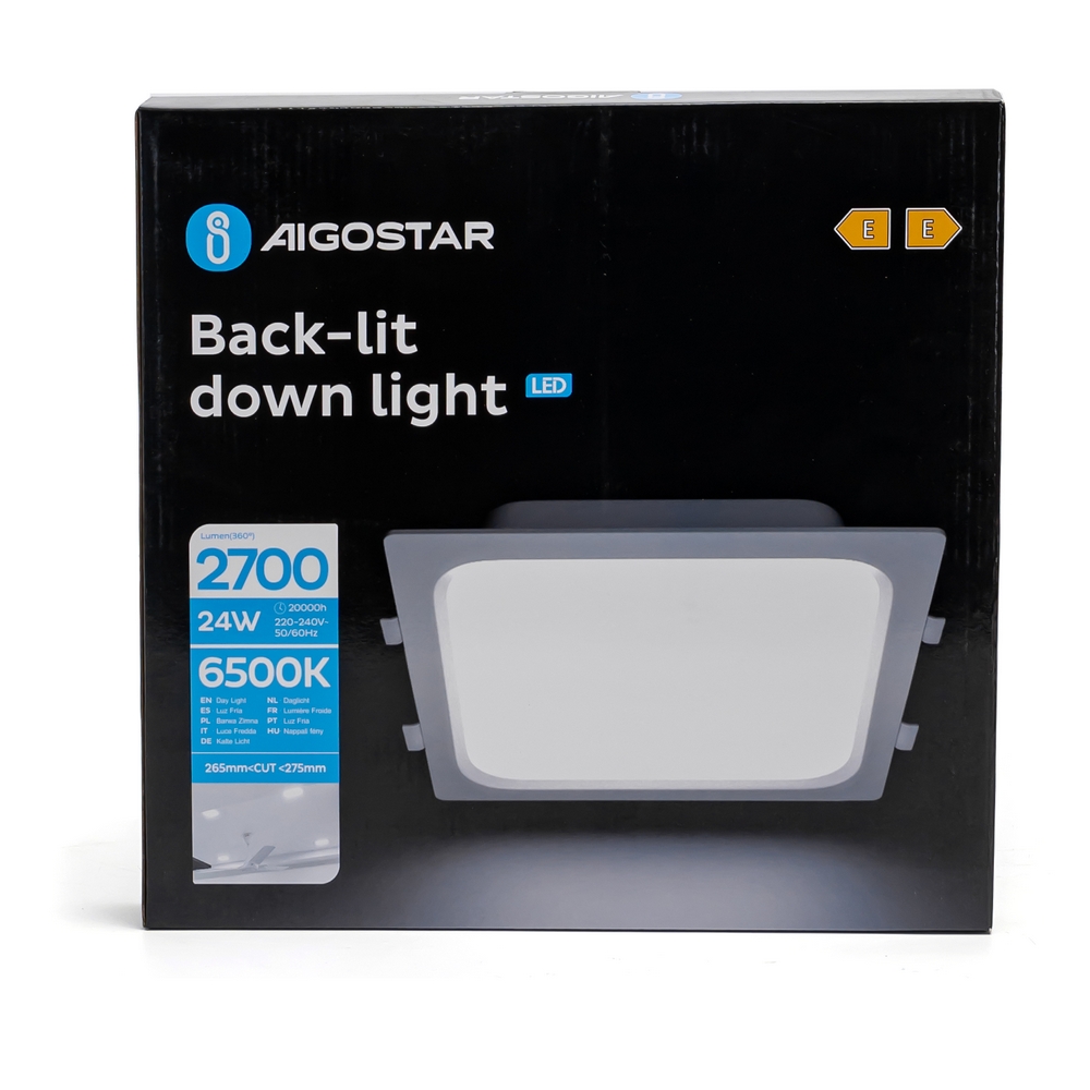 Faretto Led slim da incasso 24W Quadrato Cornice bianca Apertura 100 gradi Bianco freddo 6500K Aigostar - Foto 2