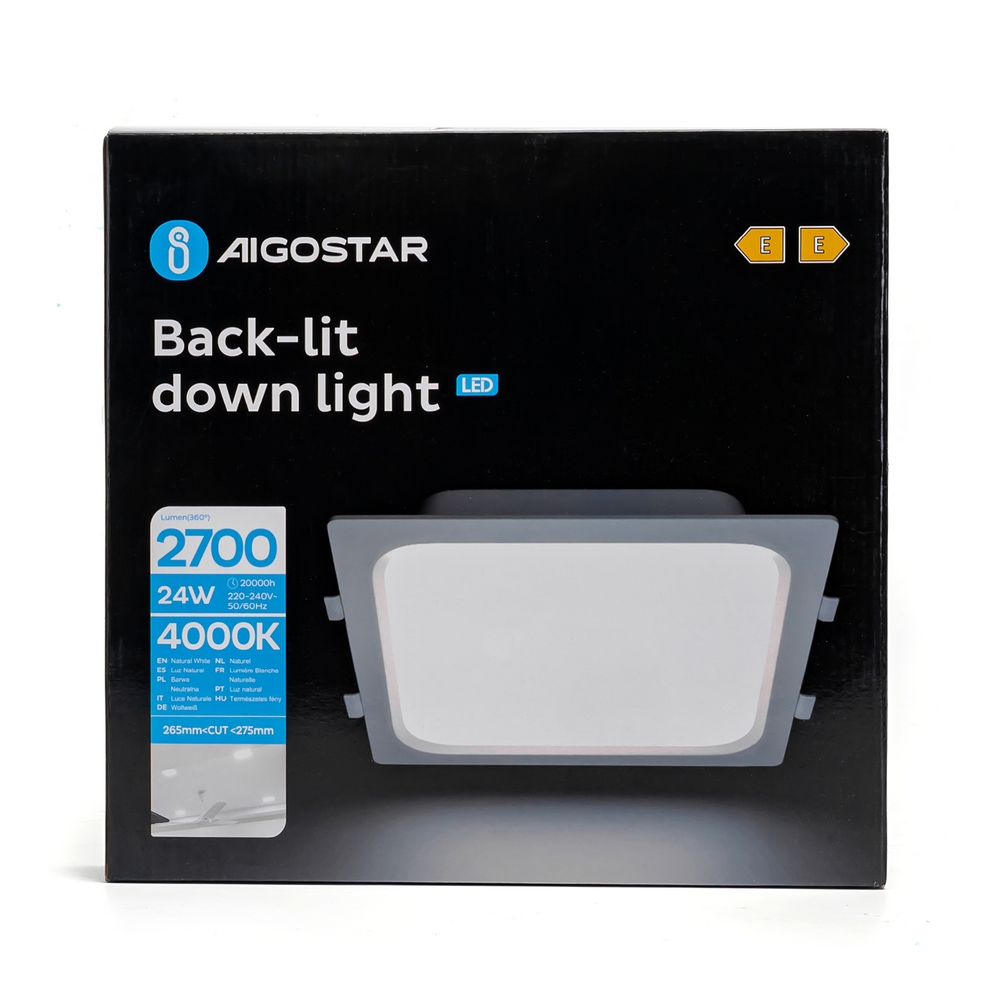 Faretto Led slim da incasso 24W Quadrato Cornice bianca Apertura 100 gradi Bianco neutro 4000K Aigostar - Foto 2