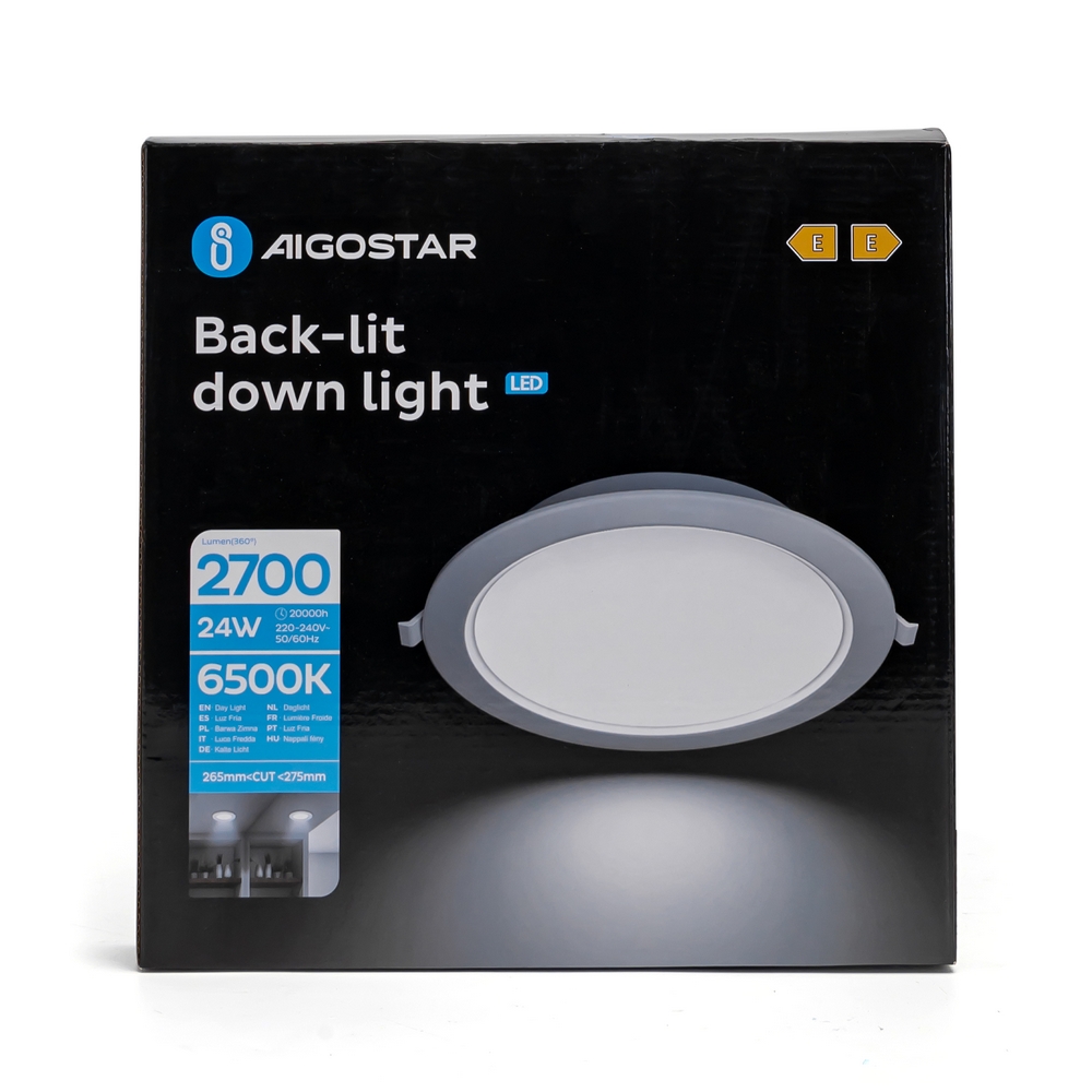 Faretto Led slim da incasso 24W Rotondo Cornice bianca Apertura 100 gradi Bianco freddo 6500K Aigostar - Foto 2