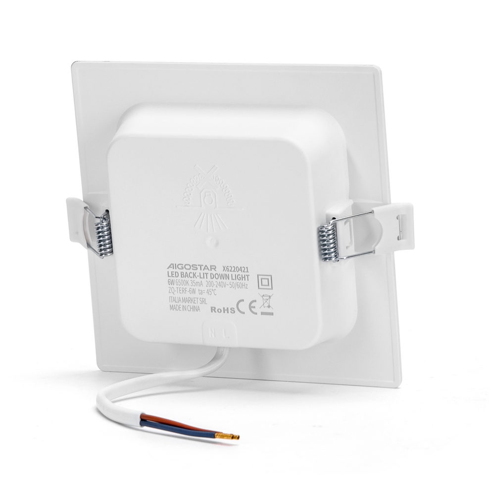 Faretto Led slim da incasso 6W Quadrato Cornice bianca Apertura 100 gradi Bianco freddo 6500K Aigostar - Foto 1