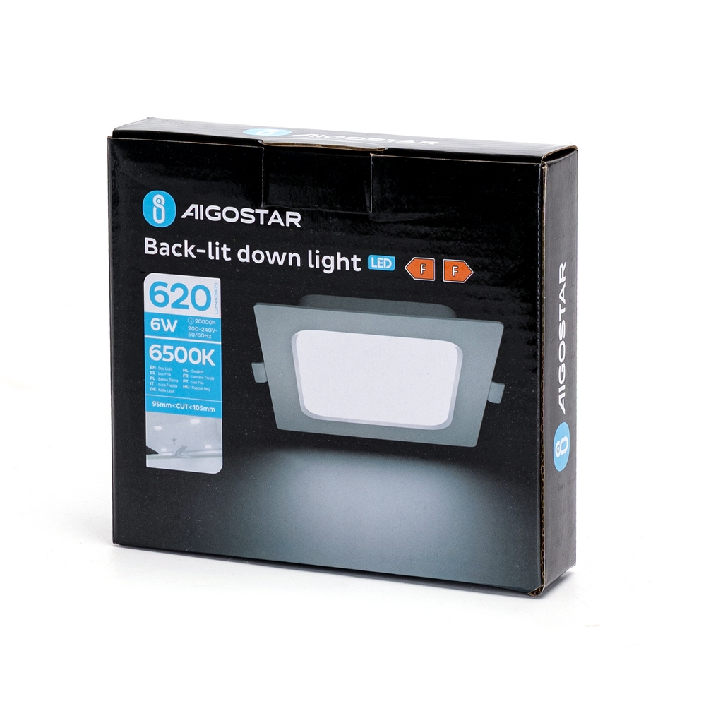 Faretto Led slim da incasso 6W Quadrato Cornice bianca Apertura 100 gradi Bianco freddo 6500K Aigostar - Foto 2