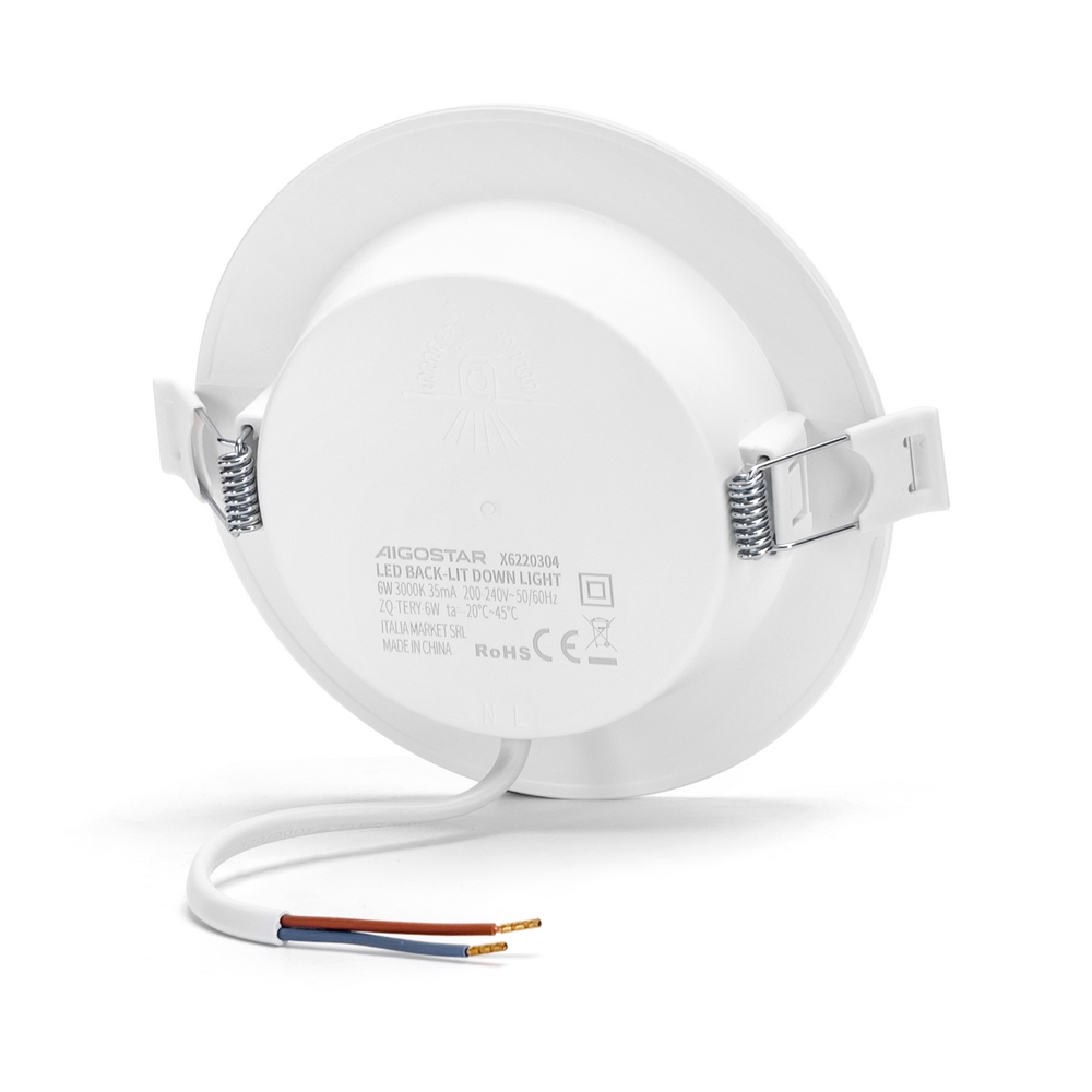 Faretto Led slim da incasso 6W Rotondo Cornice bianca Apertura 100 gradi Bianco caldo 3000K Aigostar - Foto 1