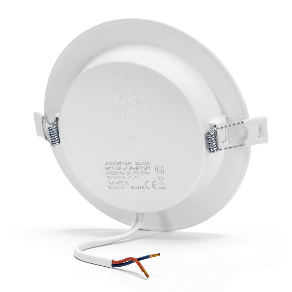 Faretto Led slim da incasso 9W Rotondo Cornice bianca Apertura 100 gradi Bianco neutro 4000K Aigostar - Foto 1