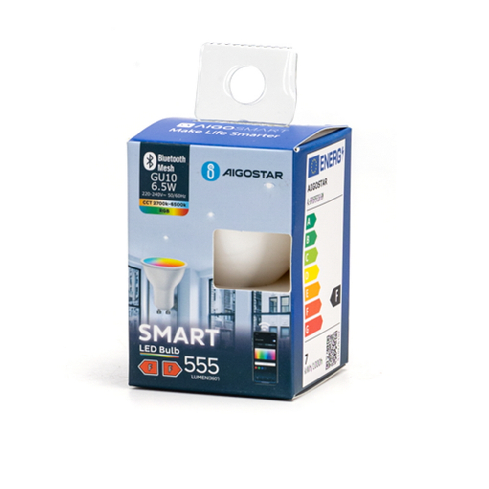 Faretto Led Smart GU10 6.5W Bluetooth Mesh RGB CCT luce regolabile e dimmerabile Aigostar - Foto 3