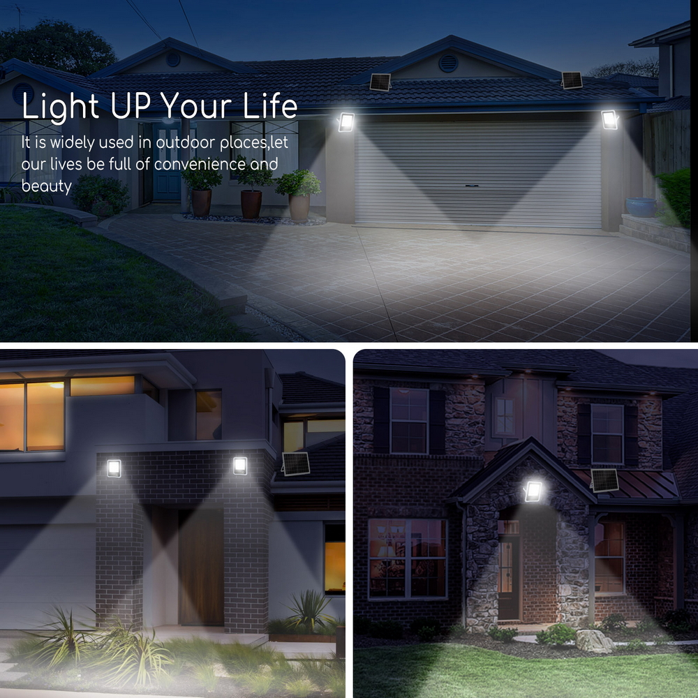 Faro Led 100W Grigio con pannello solare IP65 Bianco freddo 6500K Dimmerabile con telecomando e con sensore crepuscolare Aigostar - Foto 5