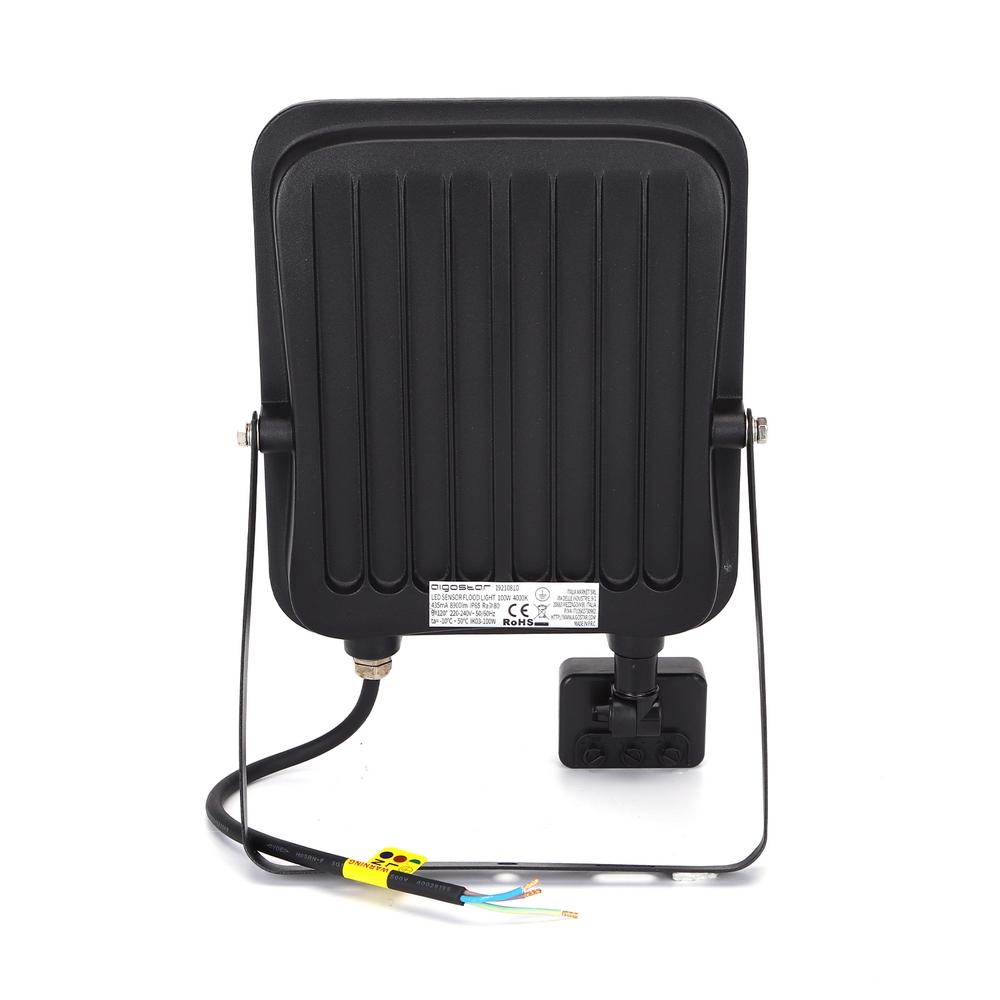 Faro proiettore Led 100W Nero da esterno IP65 Bianco neutro 4000K con sensore crepuscolare e di movimento Aigostar - Foto 2