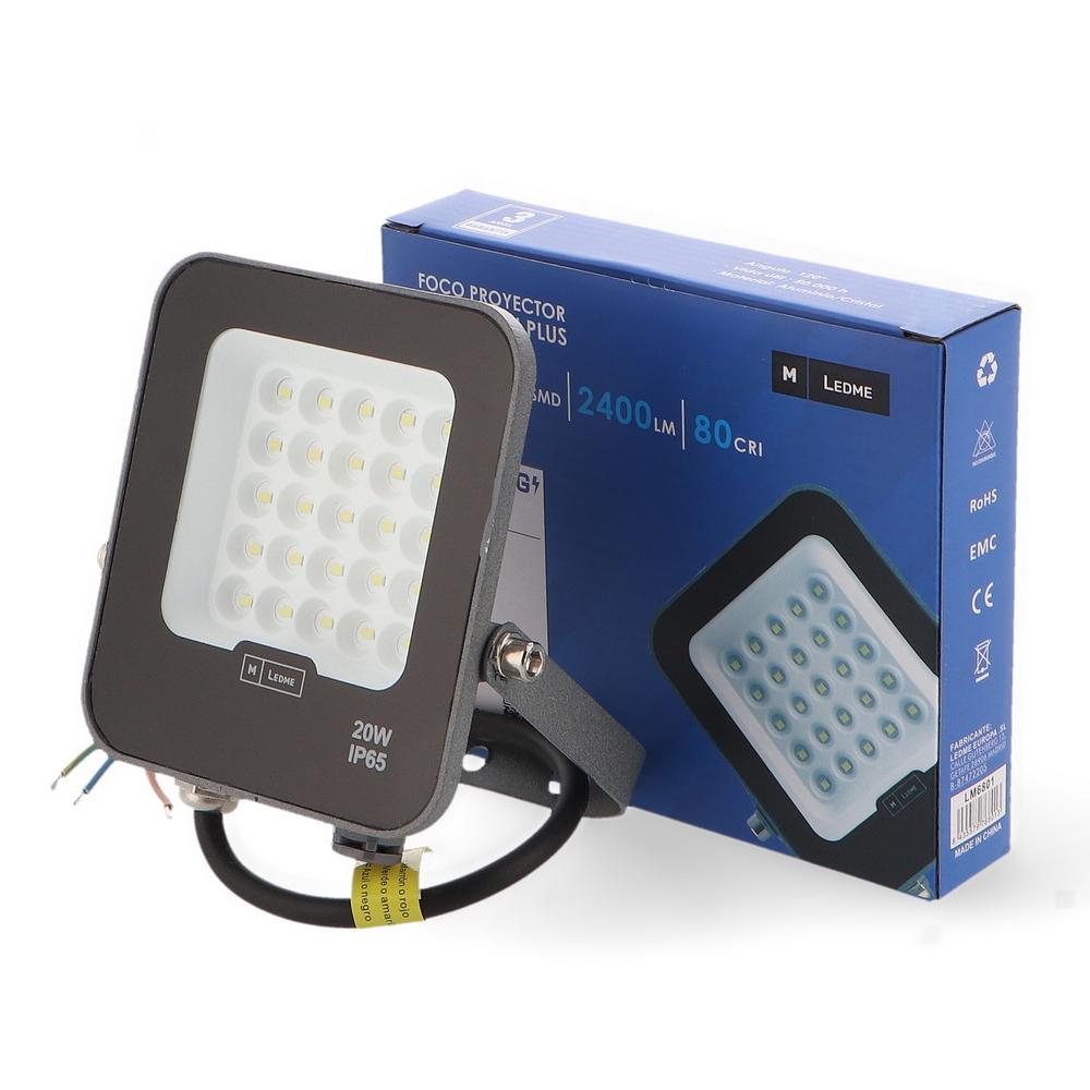 Faro proiettore Led 20W Nero da esterno IP65 Bianco neutro 4000K M LEDME - Foto 2