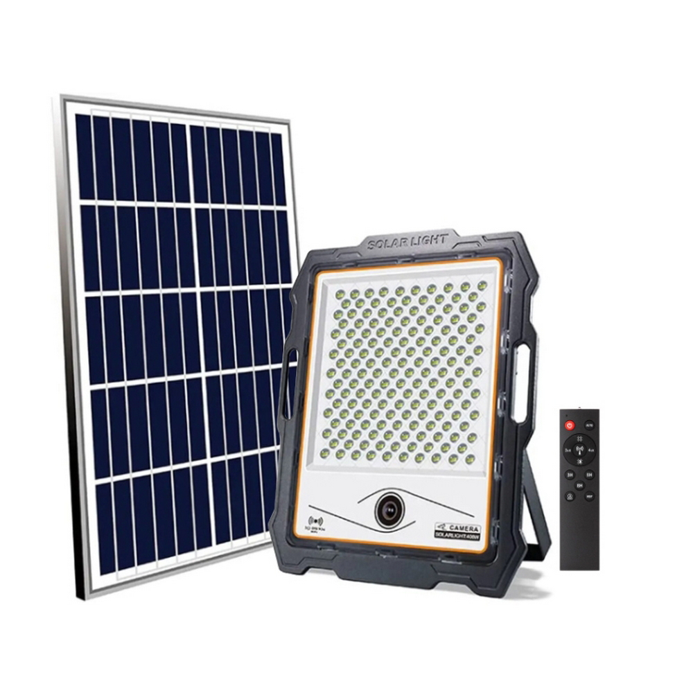 Faro proiettore Led Smart Tuya 300W WiFi con Telecamera di sorveglianza e pannello solare IP67 Bianco freddo 6000K M LEDME - Foto 1