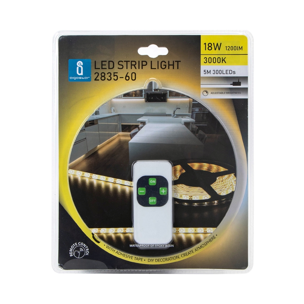 Kit Striscia Led 12V 18W SMD 2835 5 metri IP65 Bianco Caldo 3000K Aigostar - Foto 6