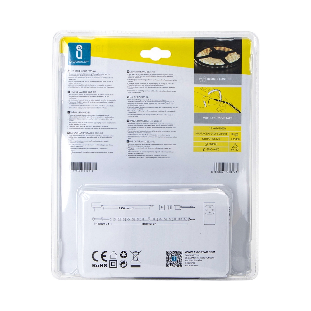 Kit Striscia Led 12V 18W SMD 2835 5 metri IP65 Bianco Caldo 3000K Aigostar - Foto 7