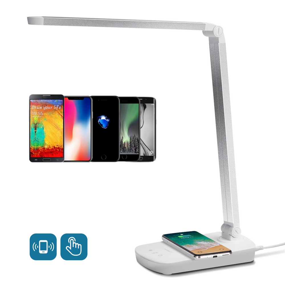 Lampada da tavolo Led Bianca 5W con ricarica wireless e USB Dimmerabile con temperatura colore regolabile Aigostar - Foto 2