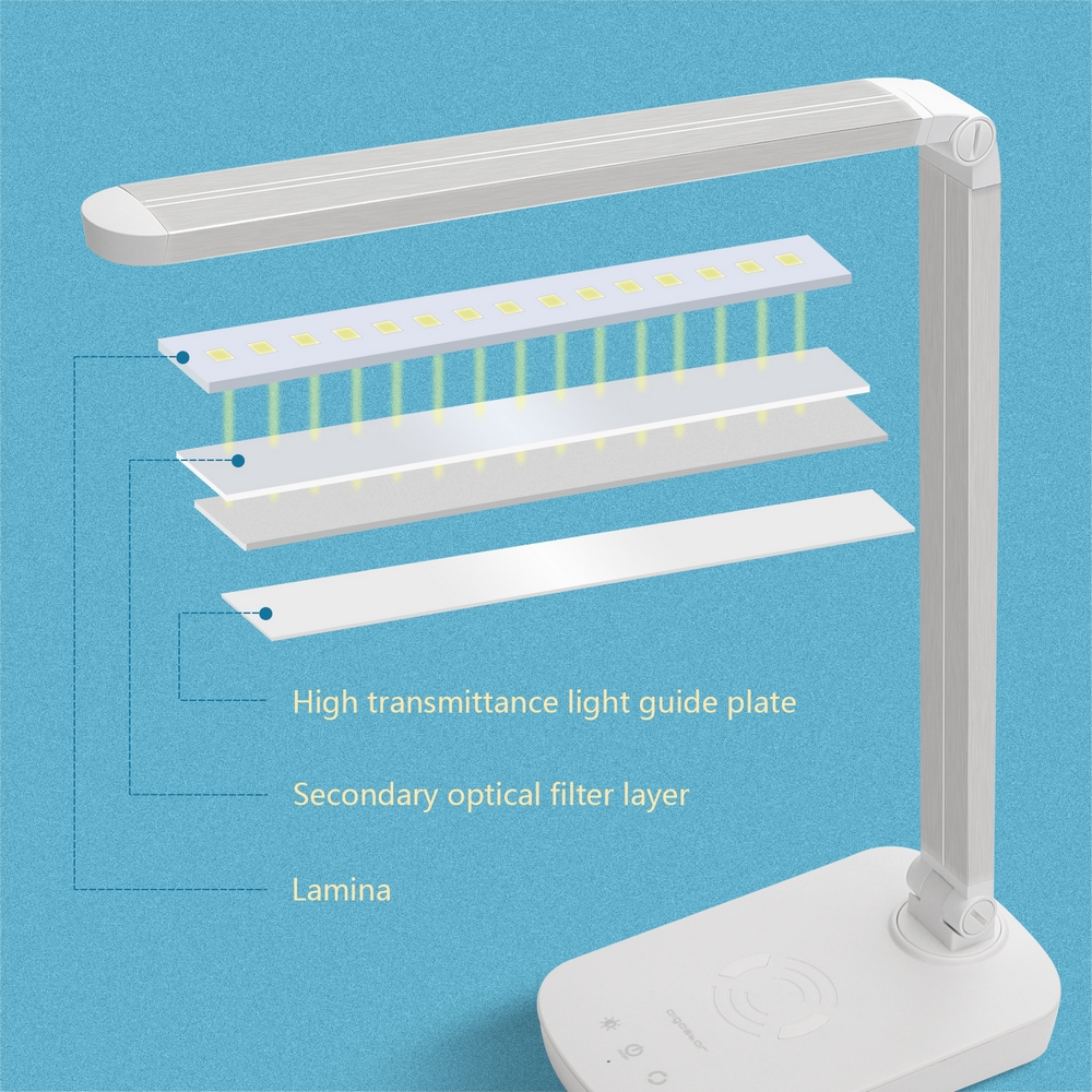 Lampada da tavolo Led Bianca 5W con ricarica wireless e USB Dimmerabile con temperatura colore regolabile Aigostar - Foto 3