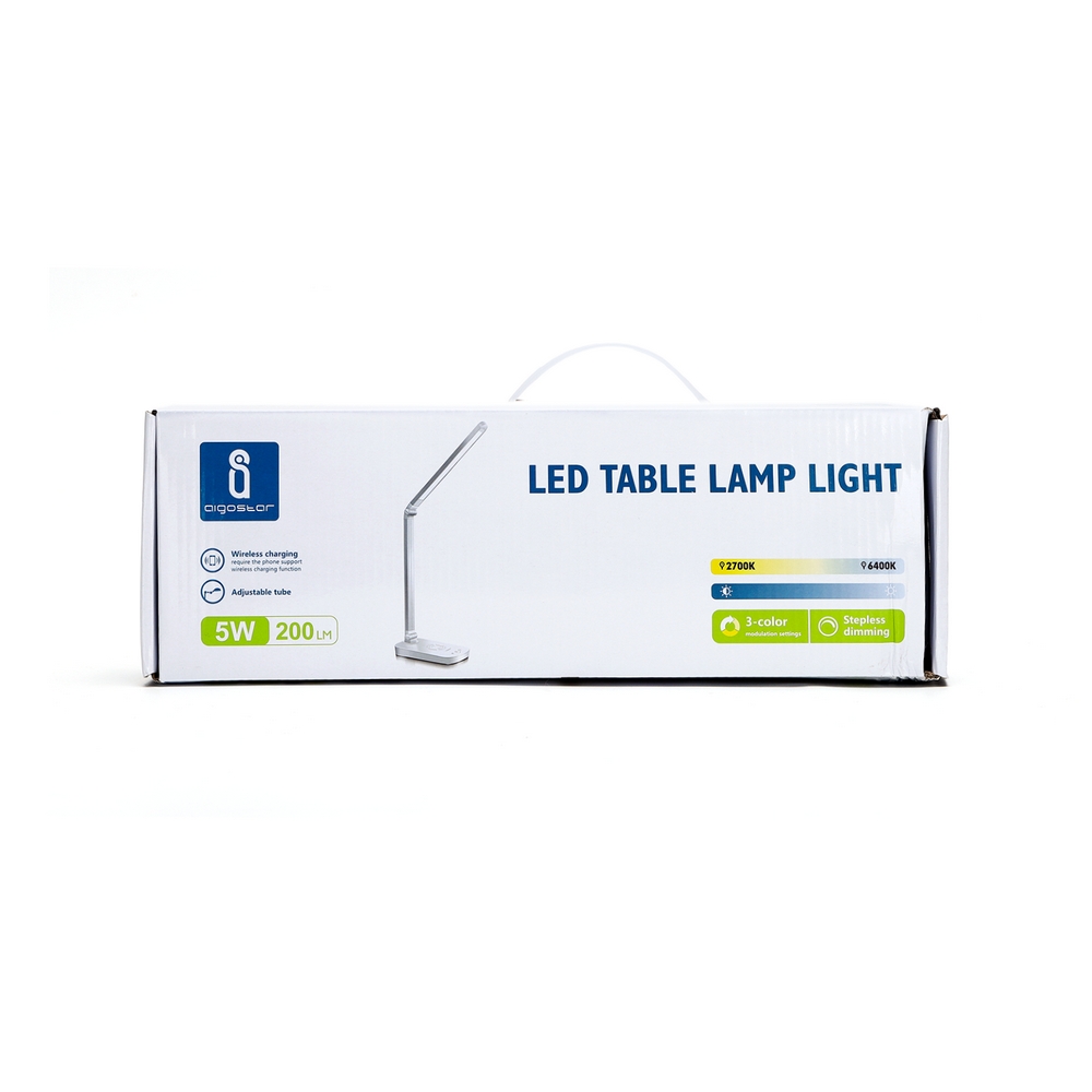 Lampada da tavolo Led Bianca 5W con ricarica wireless e USB Dimmerabile con temperatura colore regolabile Aigostar - Foto 5