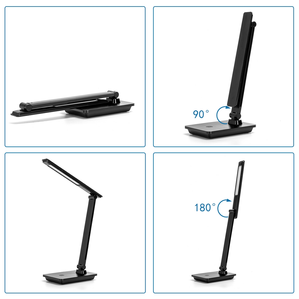 Lampada da tavolo Led Nera 4,5W con ricarica wireless e USB Bianco Neutro 4000K Dimmerabile Aigostar - Foto 1