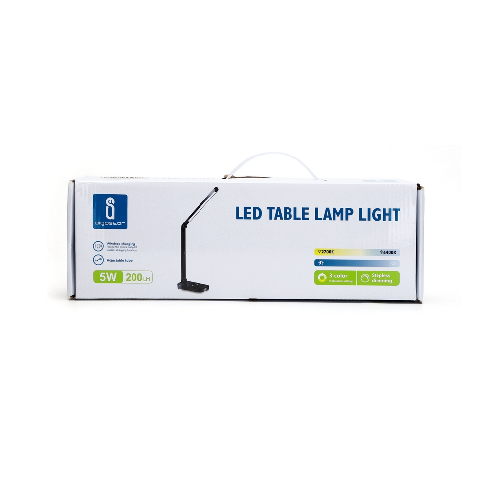 Lampada da tavolo Led Nera 5W con ricarica wireless e USB Dimmerabile con temperatura colore regolabile Aigostar - Foto 5
