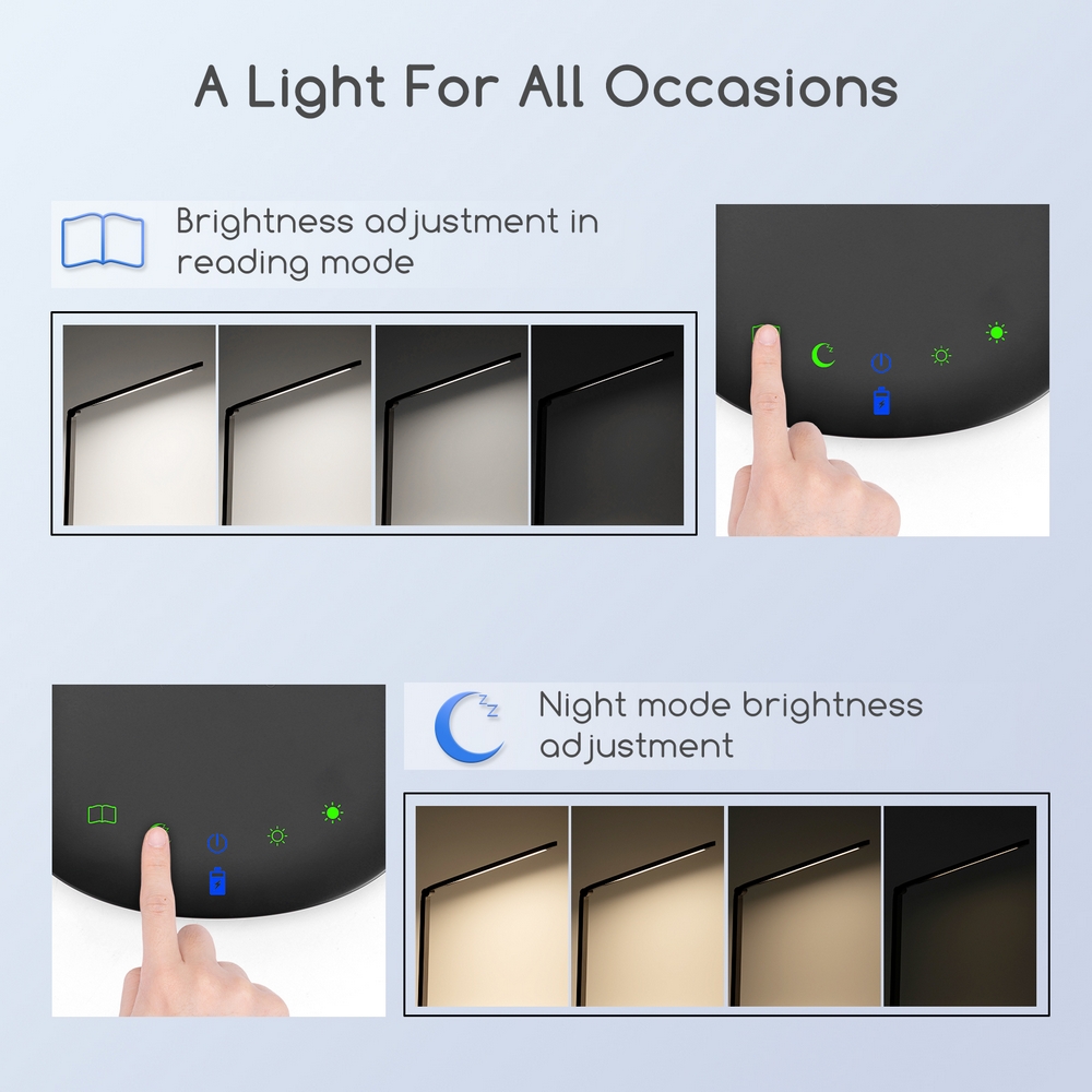 Lampada da tavolo Led Nera 8W con ricarica wireless e USB Dimmerabile con temperatura colore regolabile Aigostar - Foto 3