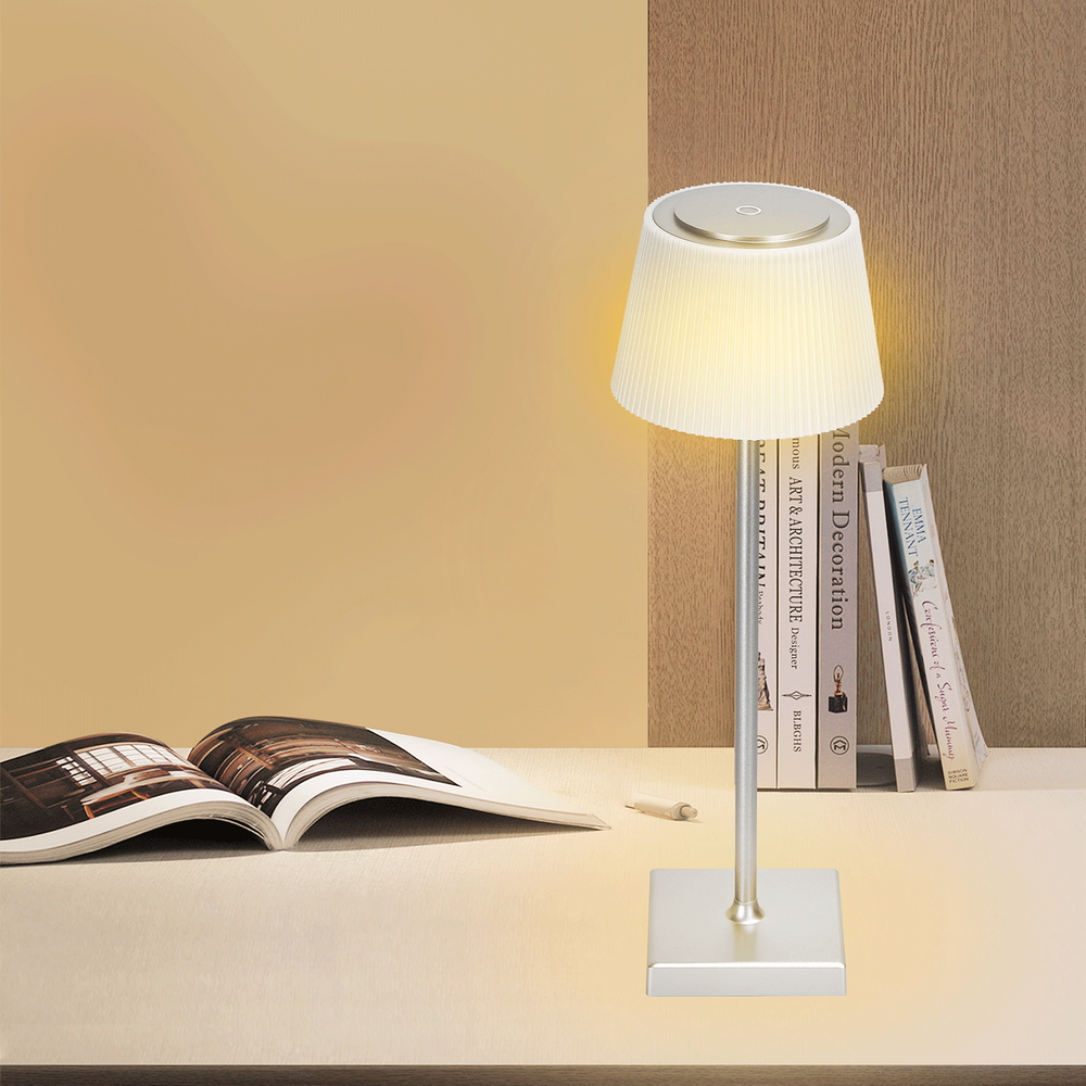 Lampada da tavolo Led touch Dory Argento 4W portatile a batteria ricaricabile USB Aigostar - Foto 3