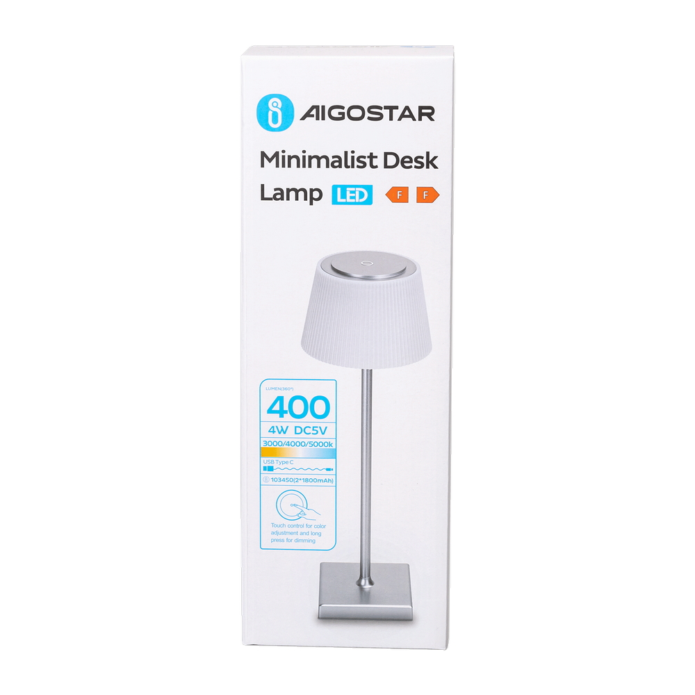 Lampada da tavolo Led touch Dory Argento 4W portatile a batteria ricaricabile USB Aigostar - Foto 5