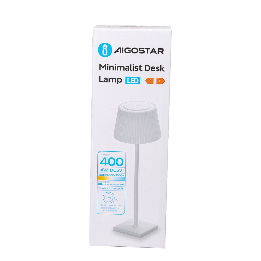 Lampada da tavolo Led touch Dory Bianca 4W portatile a batteria ricaricabile USB Aigostar - Foto 5