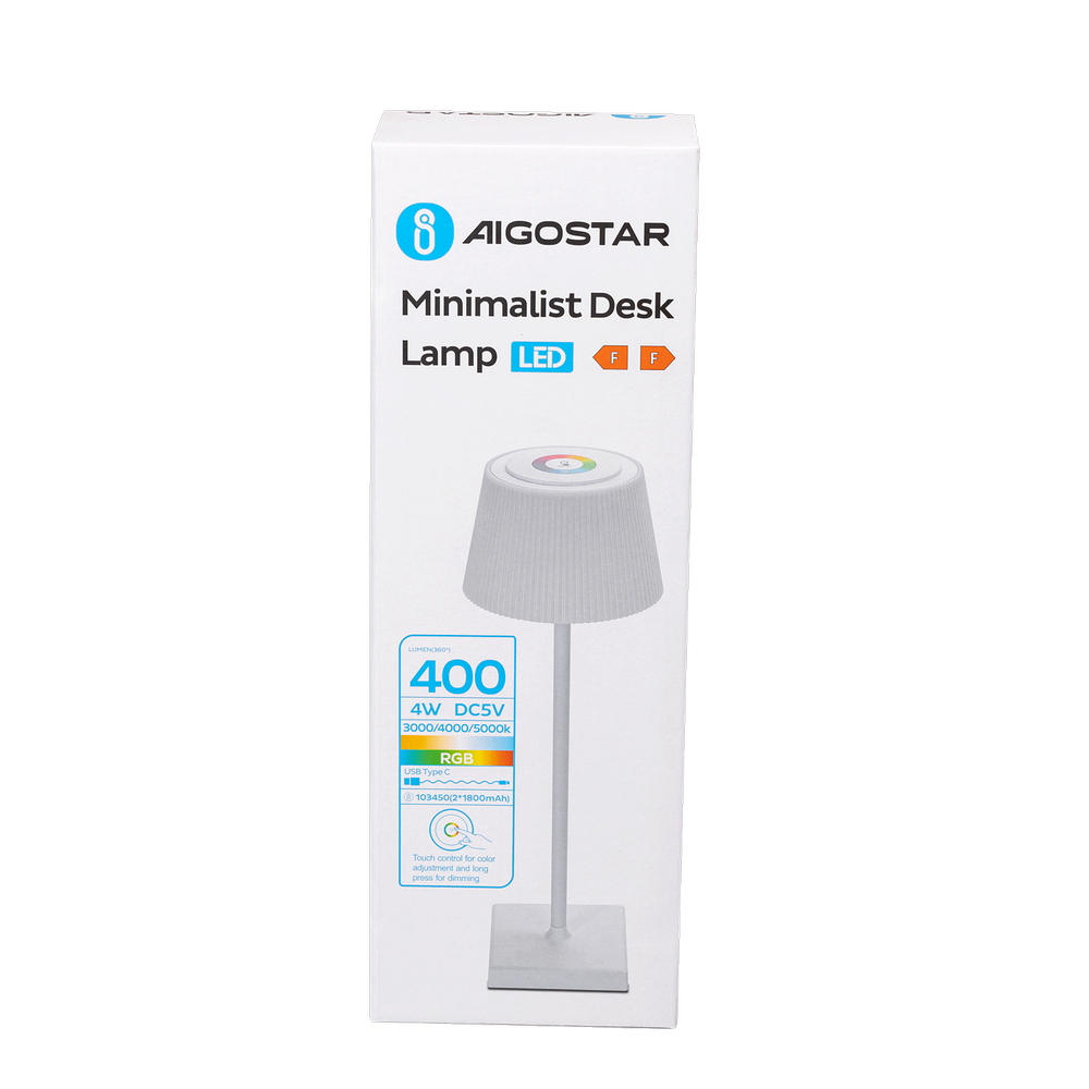 Lampada da tavolo Led touch Dory Bianca RGB 4W portatile a batteria ricaricabile USB Aigostar - Foto 5