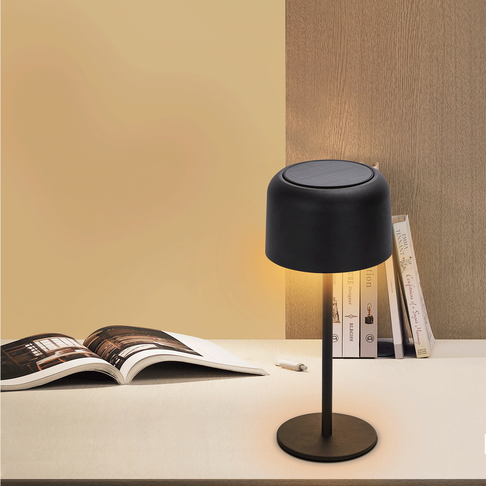 Lampada da tavolo Led touch Minimalist Nera 3W portatile ricaricabile energia solare Aigostar - Foto 3