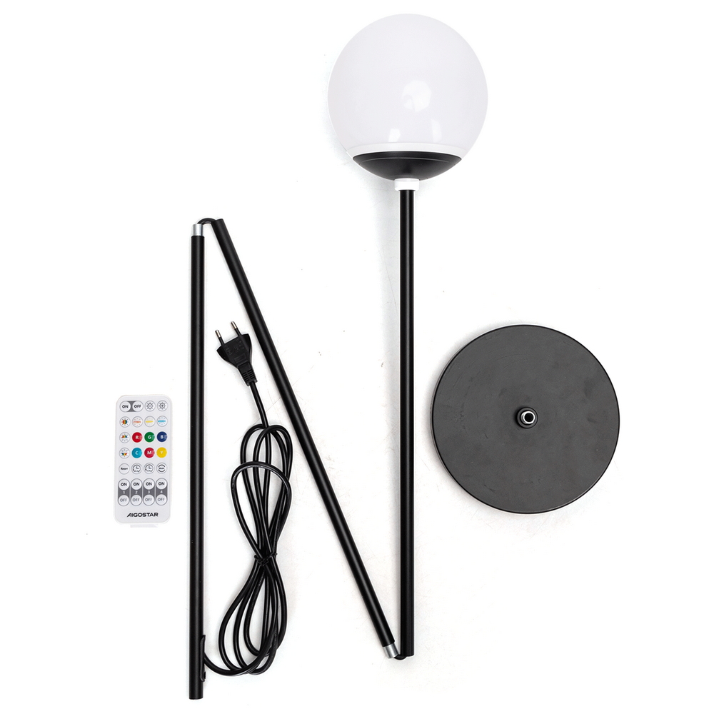 Lampada da terra a piantana Smart 8W nera Bluetooth Mesh RGB + CCT con telecomando Aigostar - Foto 2