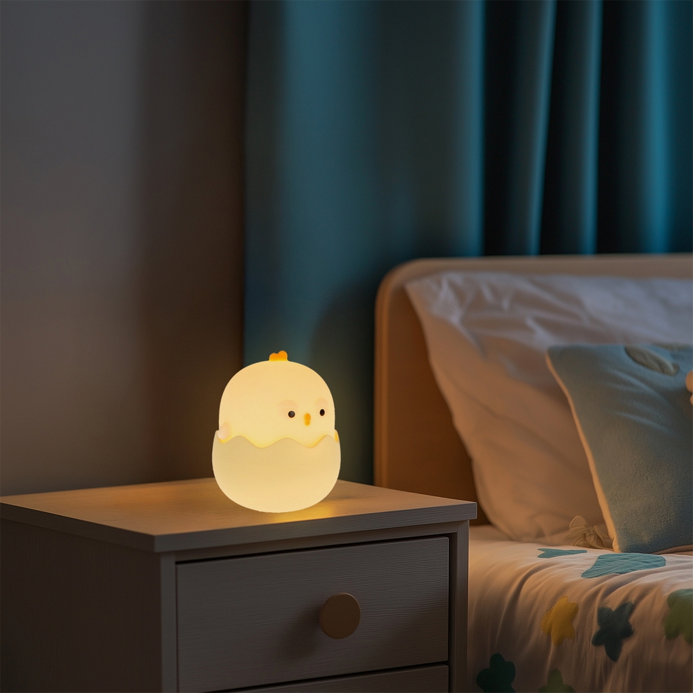 Lampada Led touch Pulcino per bambini a batteria ricaricabile USB Bianco caldo e RGB M LEDME - Foto 1