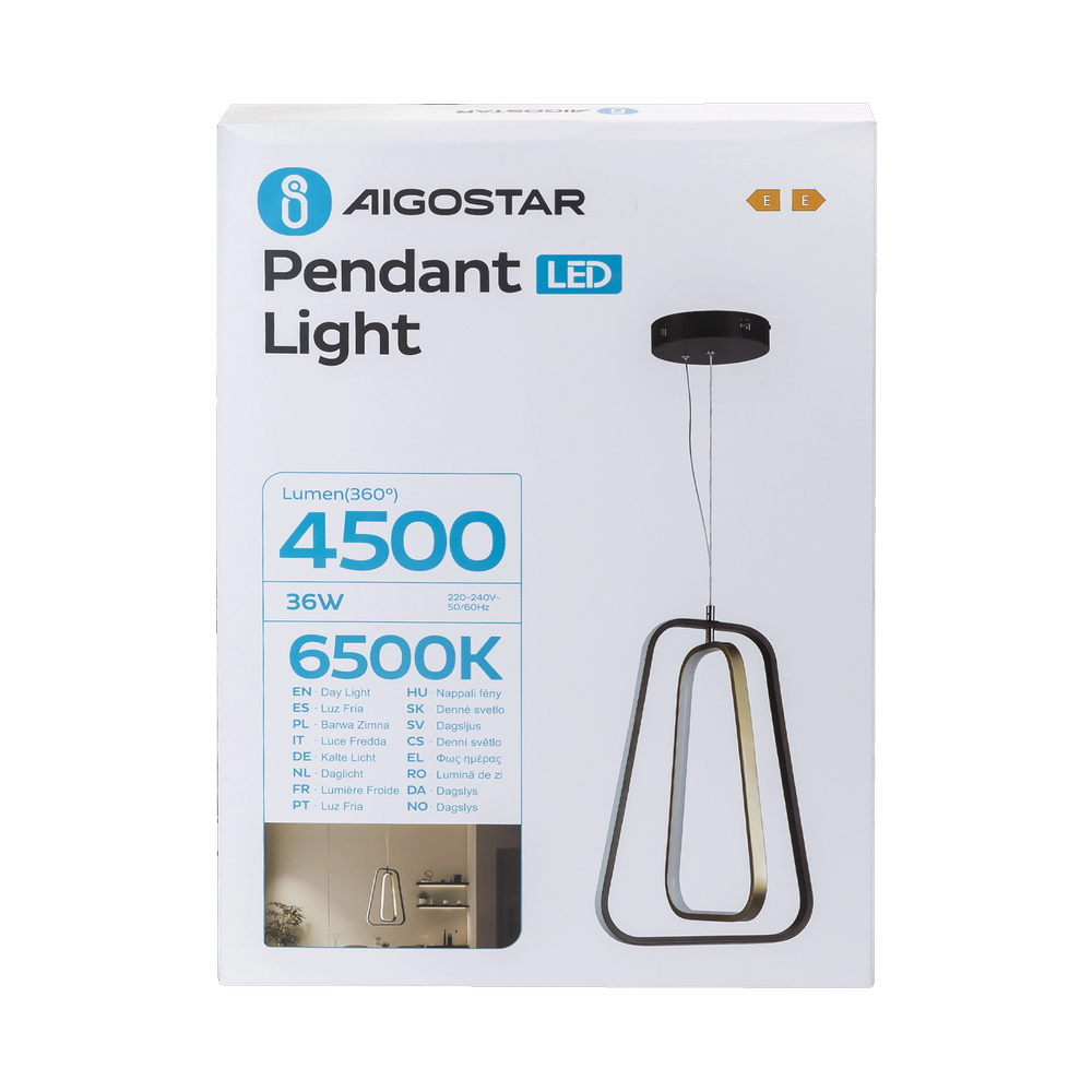 Lampadario da soffitto Drawn Nero 36W Bianco freddo 6500K Aigostar - Foto 6