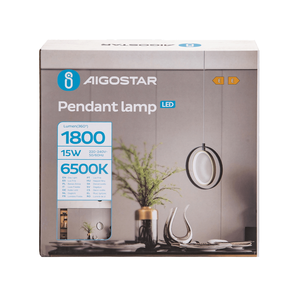 Lampadario da soffitto Hole Nero 15W Bianco freddo 6500K Aigostar - Foto 4