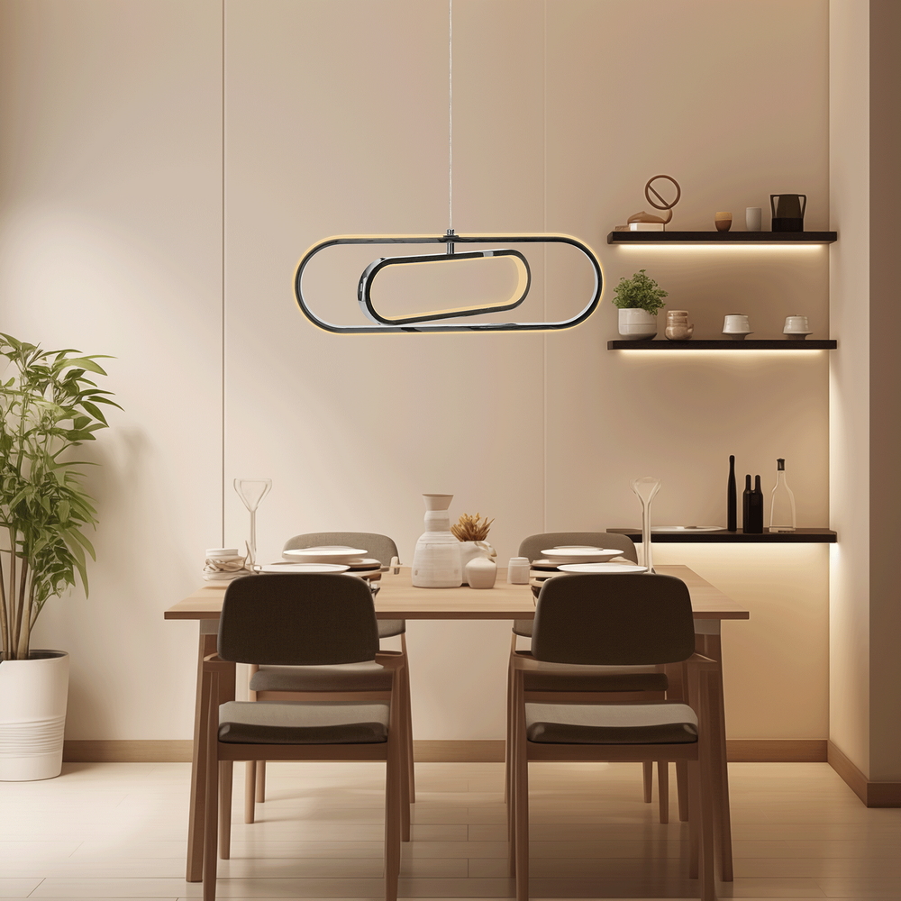 Lampadario Led da soffitto Clip Nero 35W Bianco caldo 2700K Aigostar - Foto 3