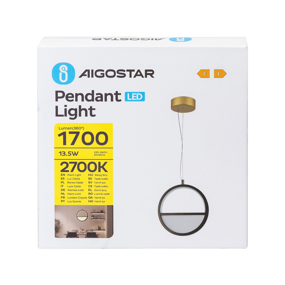 Lampadario Led da soffitto Drawn Nero 13,5W Bianco caldo 2700K Aigostar - Foto 5