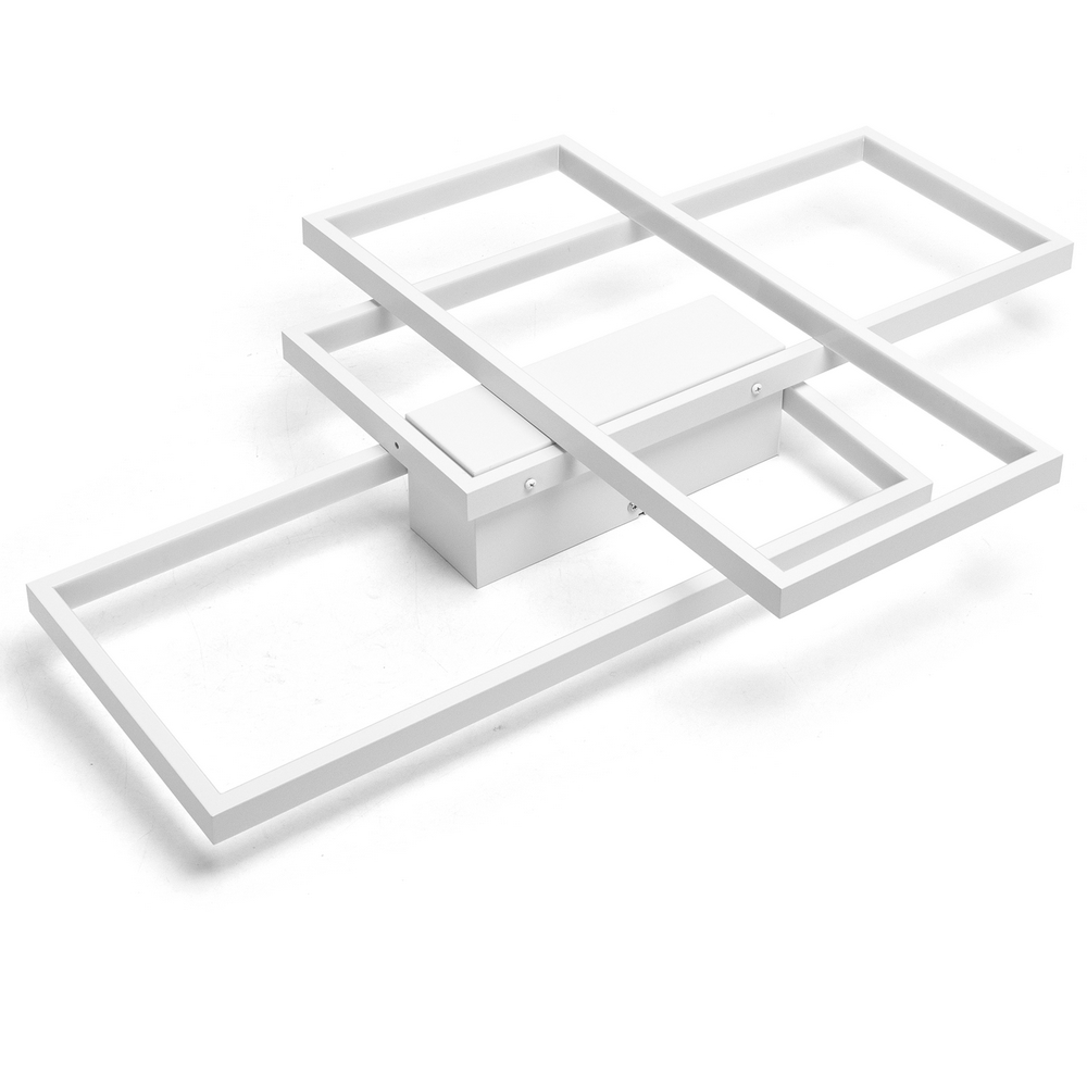 Lampadario Led da soffitto geometrico Bianco 38W CCT temperatura colore regolabile con telecomando Aigostar - Foto 2