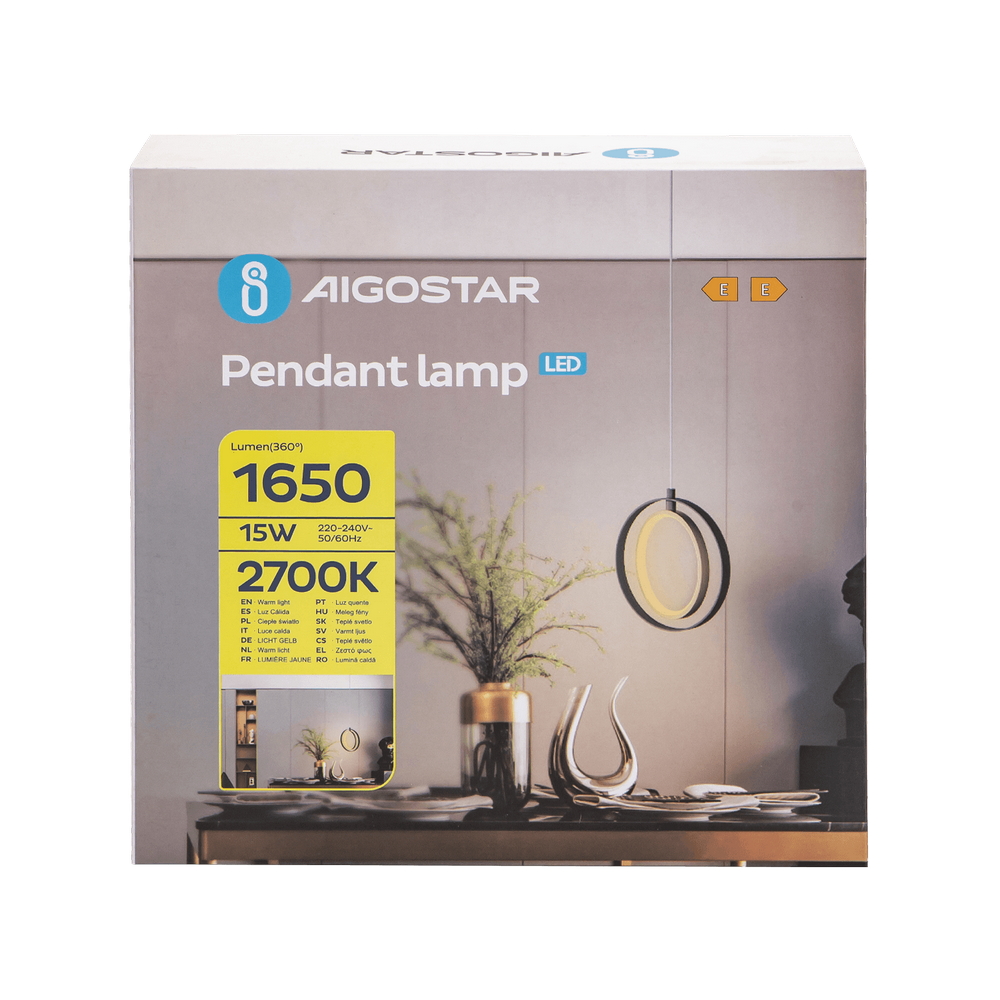 Lampadario Led da soffitto Hole Nero 15W Bianco caldo 2700K Aigostar - Foto 4