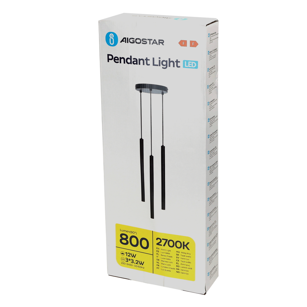 Lampadario Led da soffitto Pendels Nero 9W Bianco caldo 2700K Aigostar - Foto 6
