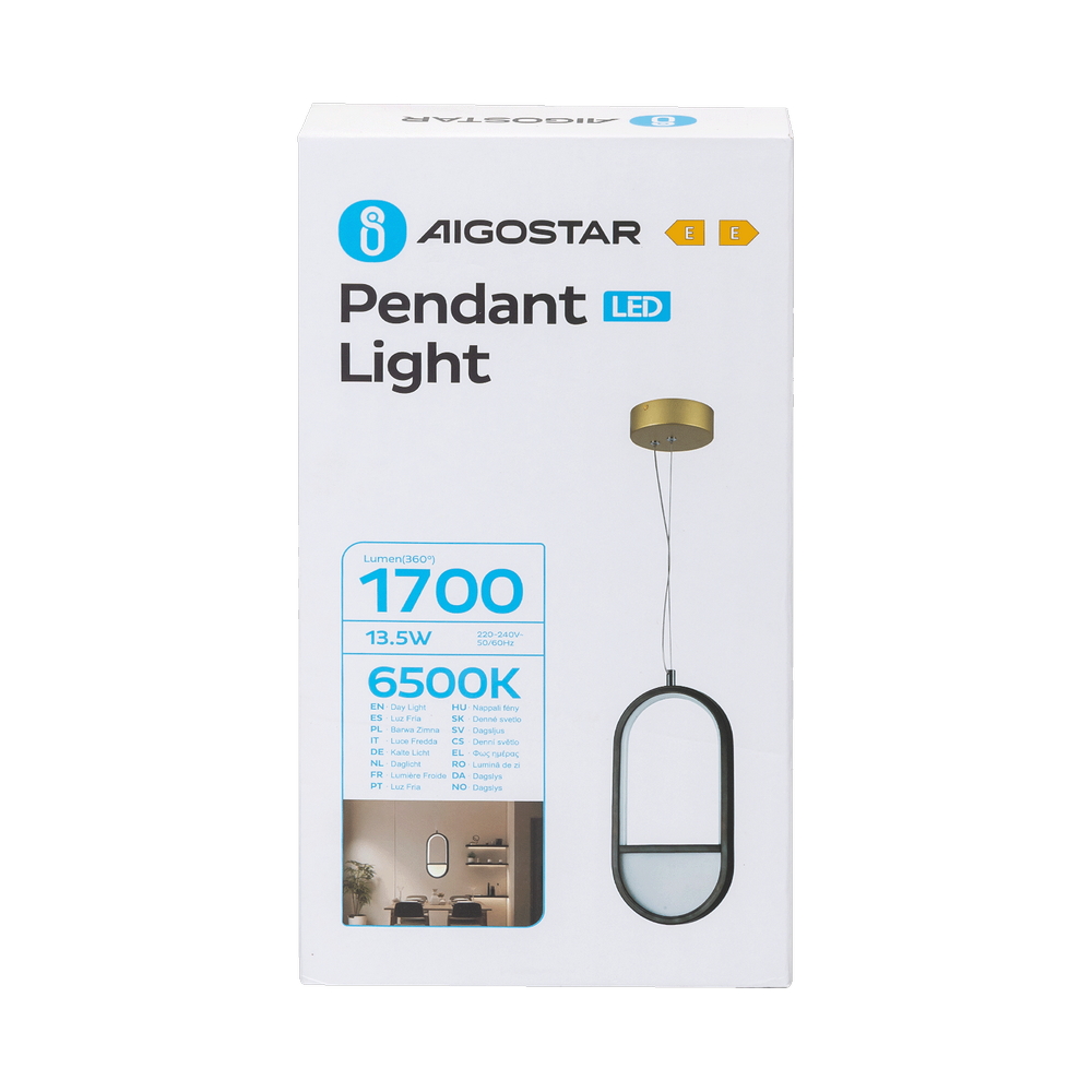 Lampadario Led da soffitto Slit Nero 13,5W Bianco freddo 6500K Aigostar - Foto 5