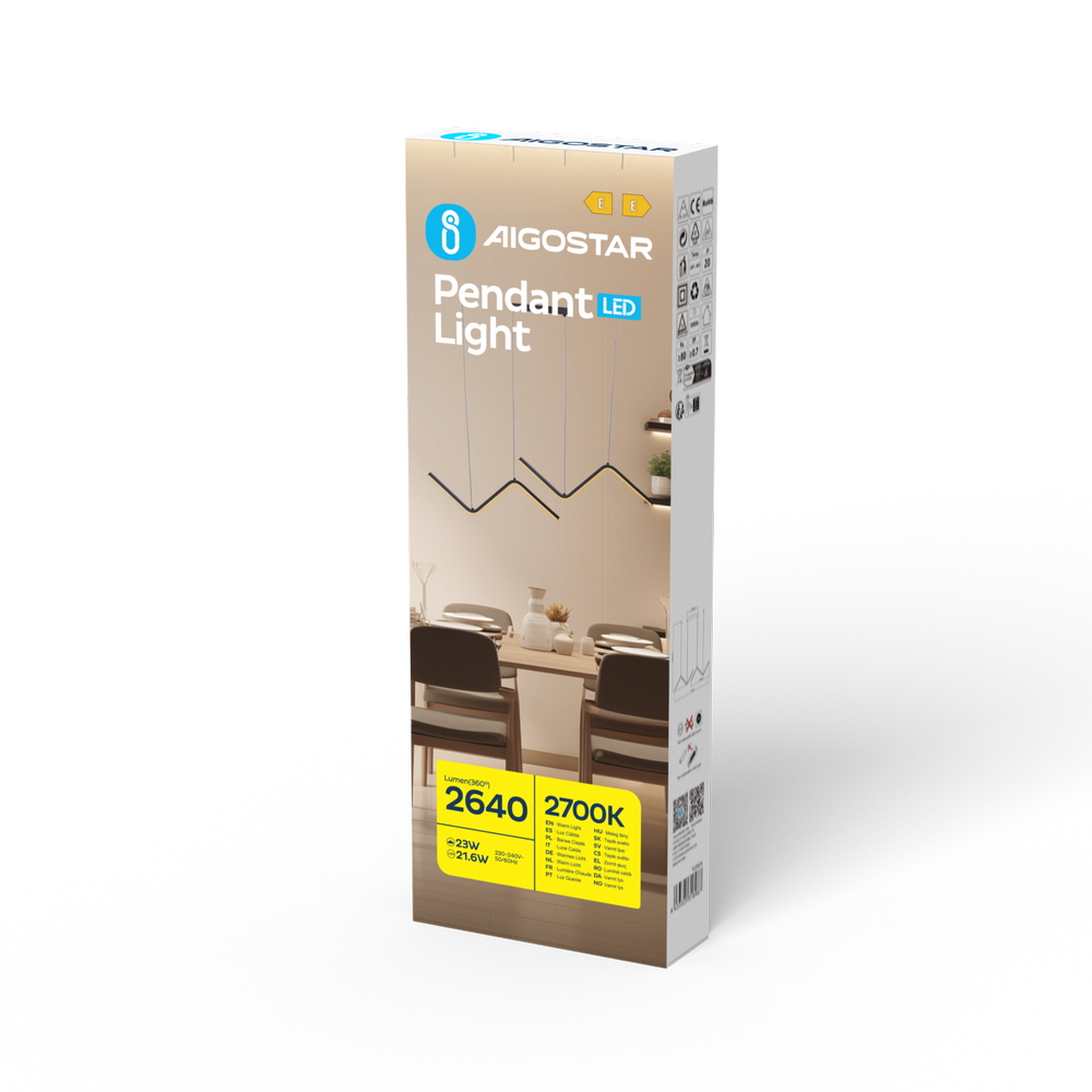 Lampadario Led da soffitto Weaving Nero 23W Bianco caldo 2700K Aigostar - Foto 4