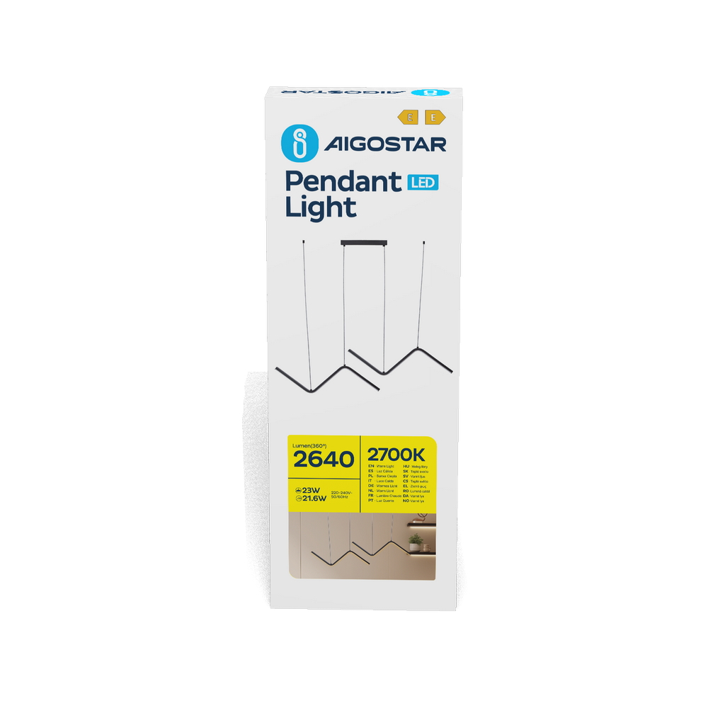 Lampadario Led da soffitto Weaving Nero 23W Bianco caldo 2700K Aigostar - Foto 5