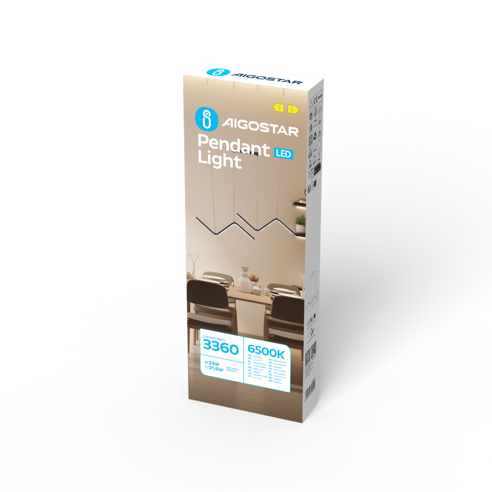 Lampadario Led da soffitto Weaving Nero 23W Bianco freddo 6500K Aigostar - Foto 4