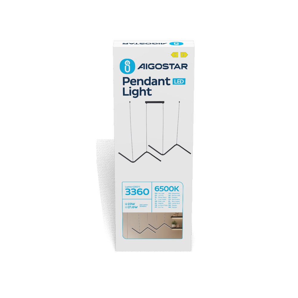 Lampadario Led da soffitto Weaving Nero 23W Bianco freddo 6500K Aigostar - Foto 5