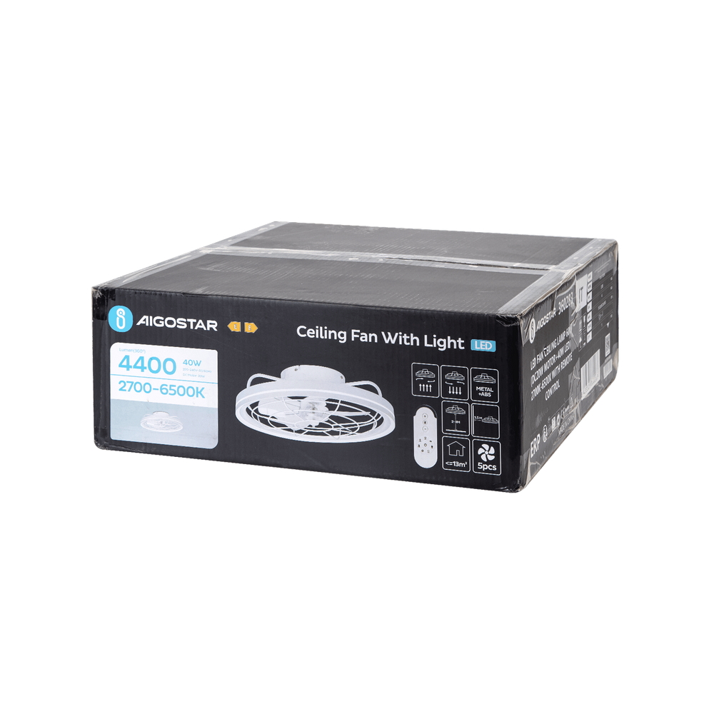 Lampadario Ventilatore da soffitto 40W illuminazione Led regolabile con telecomando Aigostar - Foto 3